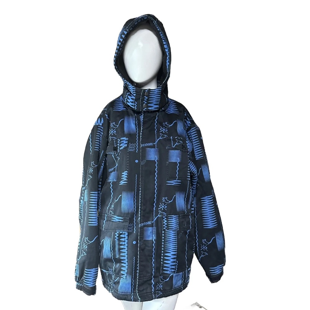 CTRL Skateboarding Jacket Size Large Black Blue Winter Hooded